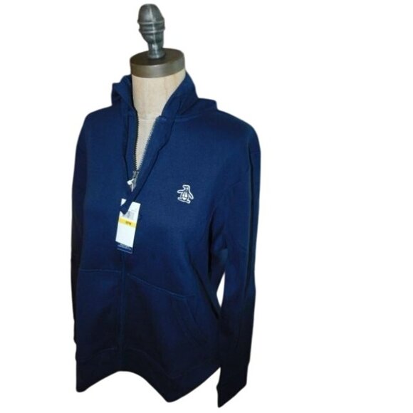 Penguin Size XXXL 3X Navy Blue Full Zip Hoodie Golf Sweatshirt Jacket NWT Plus - Picture 2 of 3